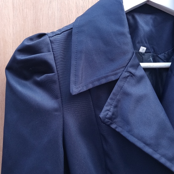 Vintage 1990's/00's Navy Blue Cinched Waist Rain Jacket Size Small - Picture 6 of 11